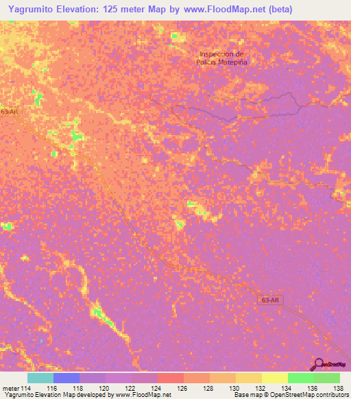 Yagrumito,Colombia Elevation Map