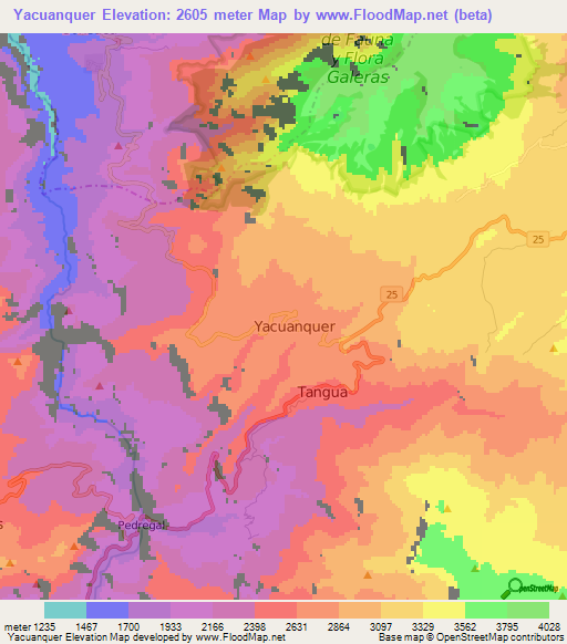 Yacuanquer,Colombia Elevation Map