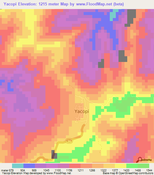 Yacopi,Colombia Elevation Map