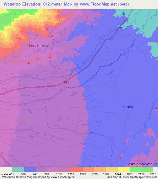 Waterloo,Colombia Elevation Map