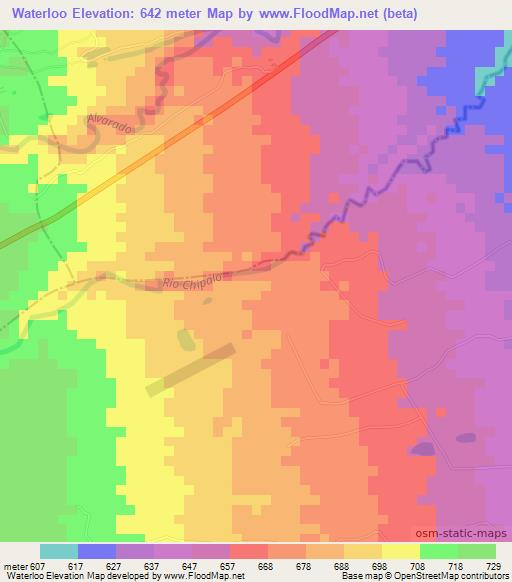 Waterloo,Colombia Elevation Map