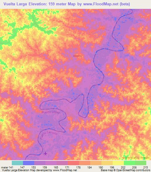 Vuelta Larga,Colombia Elevation Map