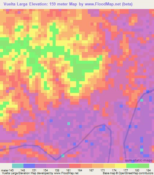 Vuelta Larga,Colombia Elevation Map