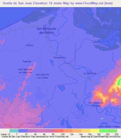 Vuelta de San Juan,Colombia Elevation Map