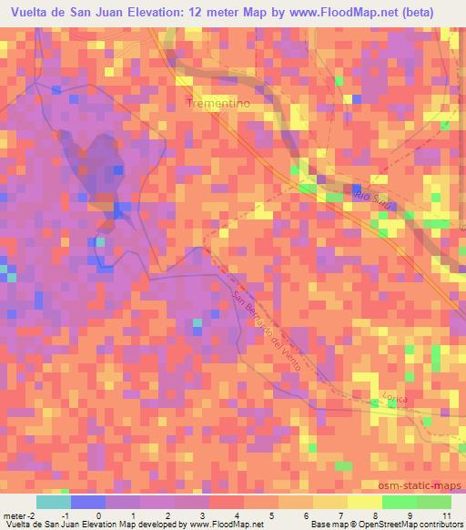 Vuelta de San Juan,Colombia Elevation Map