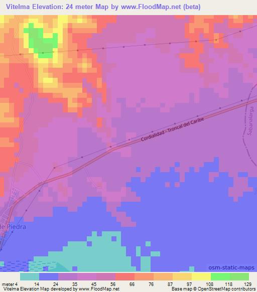 Vitelma,Colombia Elevation Map