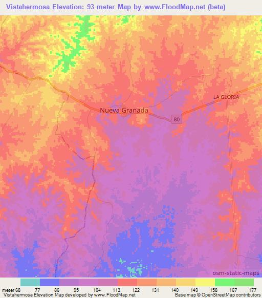 Vistahermosa,Colombia Elevation Map