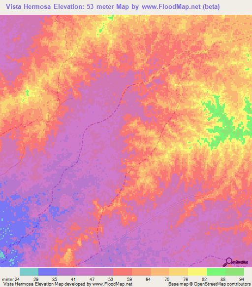 Vista Hermosa,Colombia Elevation Map