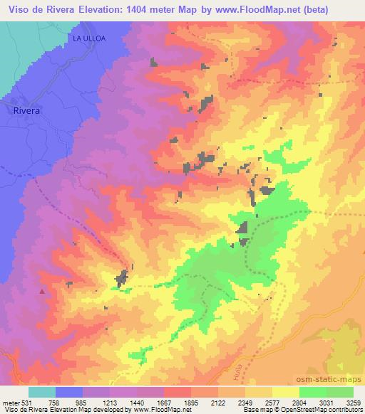 Viso de Rivera,Colombia Elevation Map