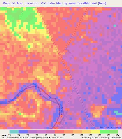 Viso del Toro,Colombia Elevation Map