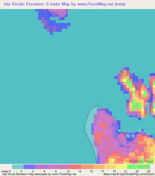 Isla Virudo,Colombia Elevation Map