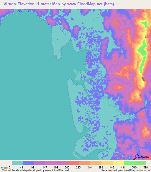 Virudo,Colombia Elevation Map