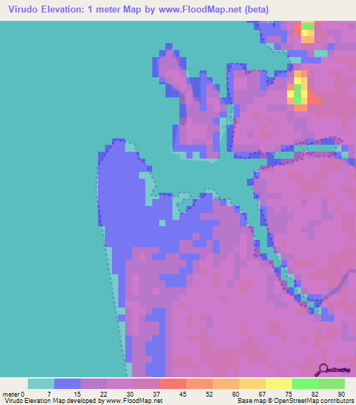 Virudo,Colombia Elevation Map