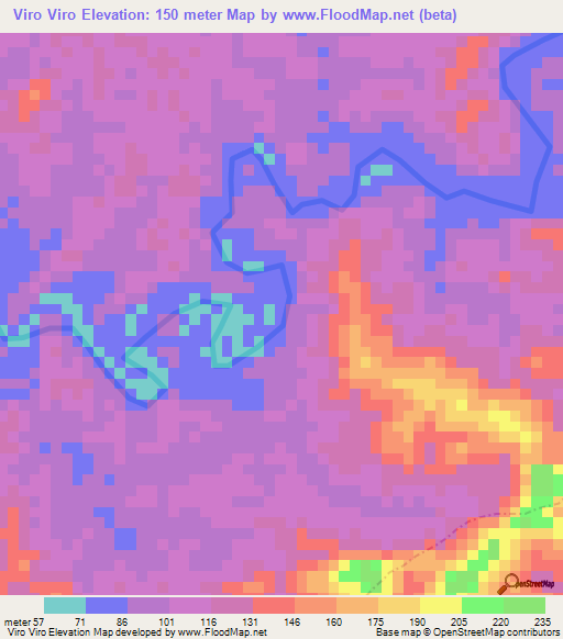 Viro Viro,Colombia Elevation Map