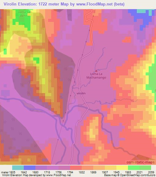 Virolin,Colombia Elevation Map