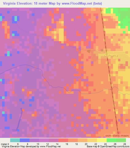 Virginia,Colombia Elevation Map