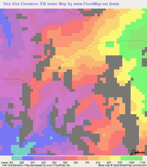 Vira Vira,Colombia Elevation Map