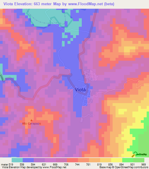 Viota,Colombia Elevation Map