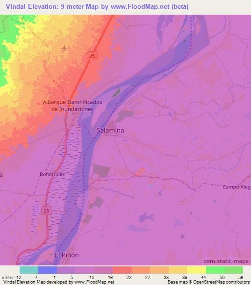 Vindal,Colombia Elevation Map