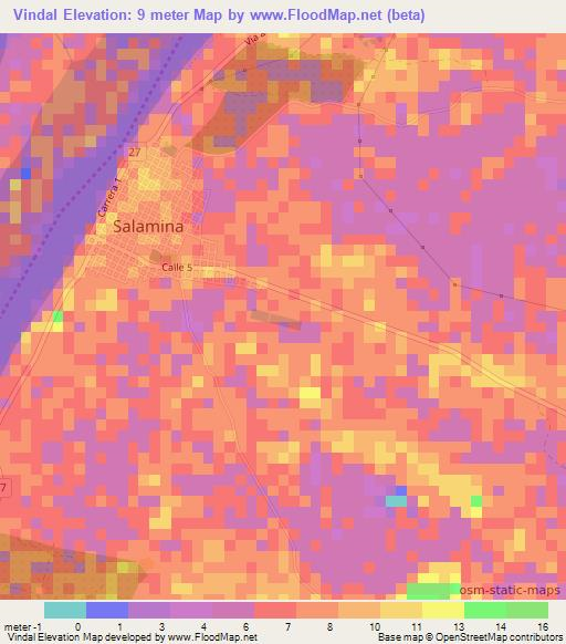 Vindal,Colombia Elevation Map