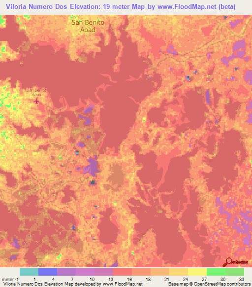 Viloria Numero Dos,Colombia Elevation Map