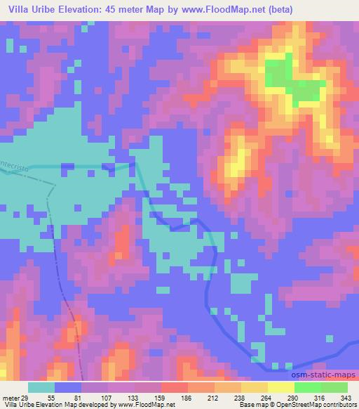 Villa Uribe,Colombia Elevation Map