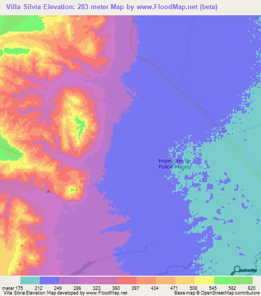 Villa Silvia,Colombia Elevation Map