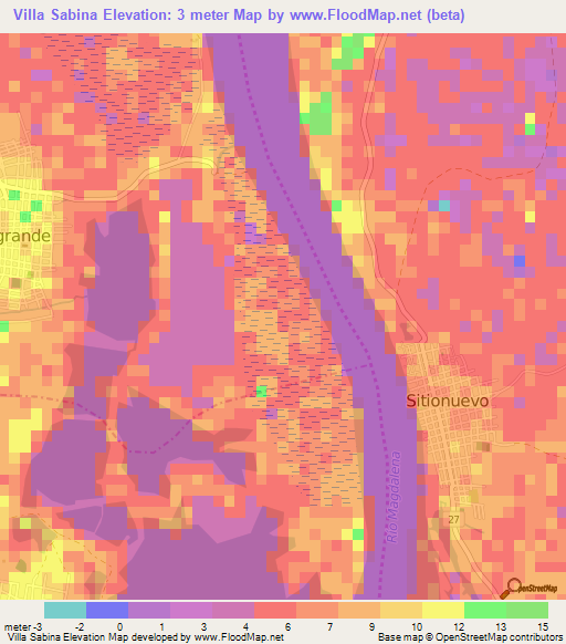 Villa Sabina,Colombia Elevation Map