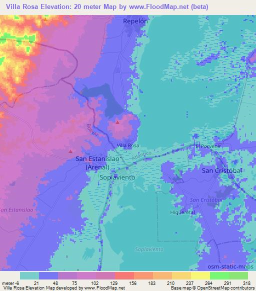 Villa Rosa,Colombia Elevation Map