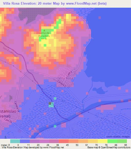 Villa Rosa,Colombia Elevation Map