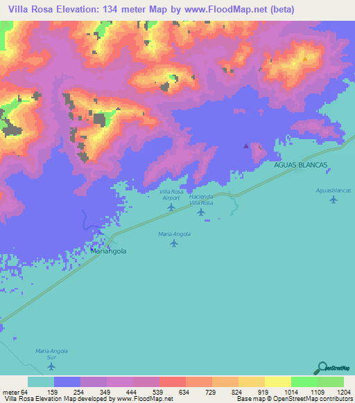 Villa Rosa,Colombia Elevation Map