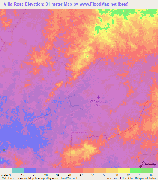 Villa Rosa,Colombia Elevation Map