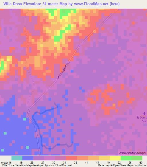 Villa Rosa,Colombia Elevation Map