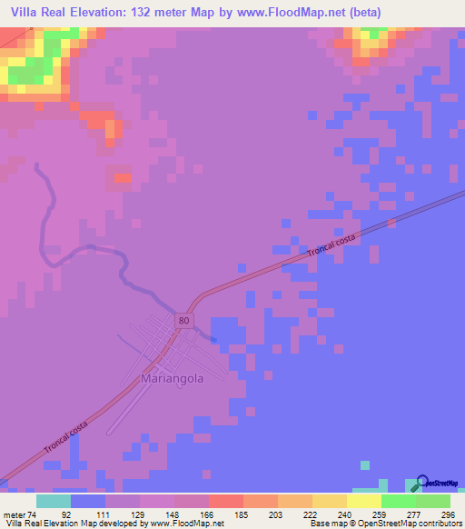 Villa Real,Colombia Elevation Map