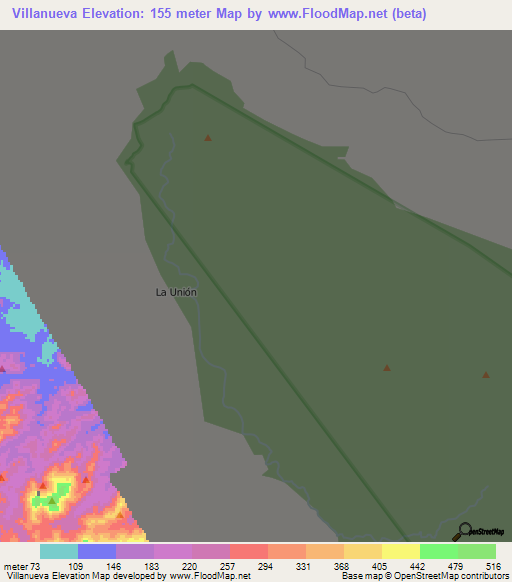 Villanueva,Colombia Elevation Map