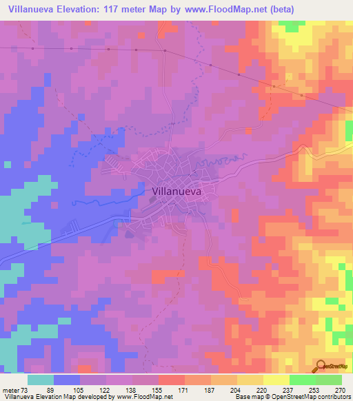 Villanueva,Colombia Elevation Map