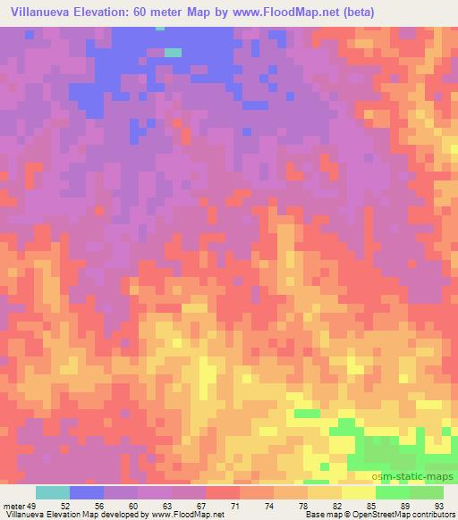 Villanueva,Colombia Elevation Map