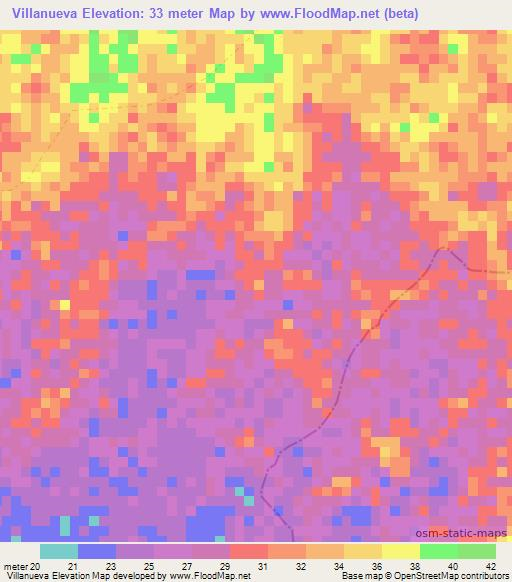 Villanueva,Colombia Elevation Map