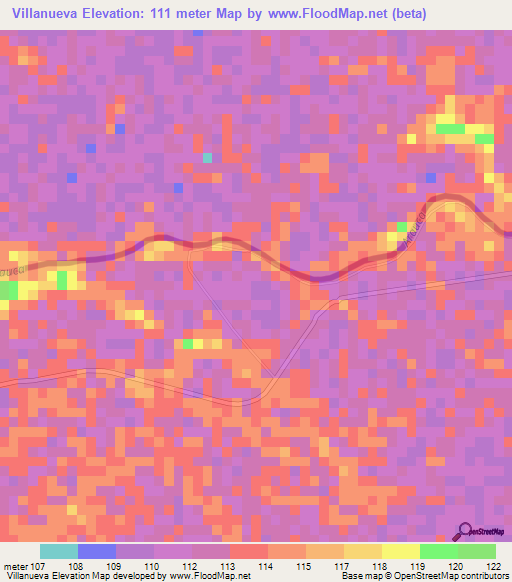 Villanueva,Colombia Elevation Map