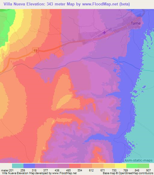 Villa Nueva,Colombia Elevation Map