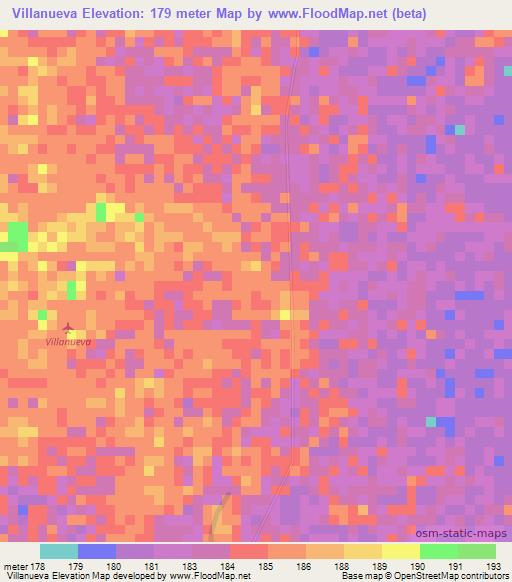 Villanueva,Colombia Elevation Map