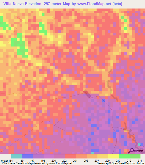 Villa Nueva,Colombia Elevation Map