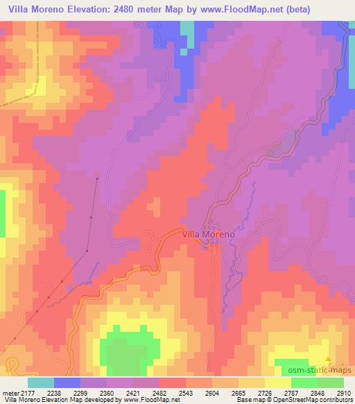 Villa Moreno,Colombia Elevation Map