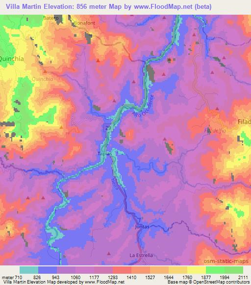 Villa Martin,Colombia Elevation Map