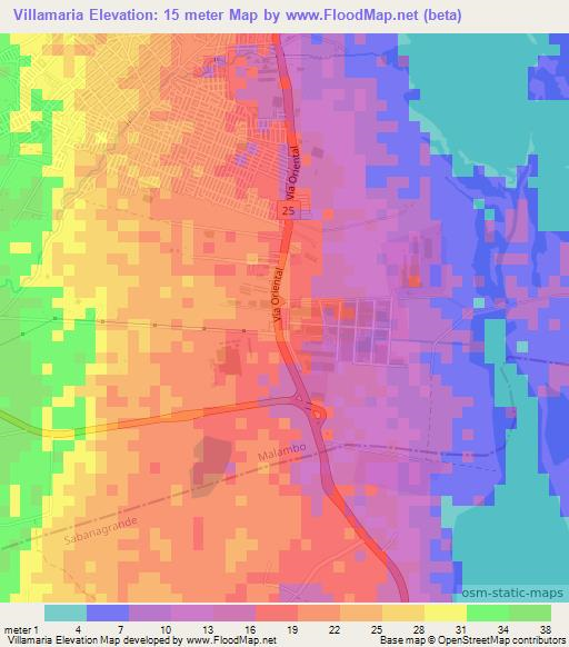 Villamaria,Colombia Elevation Map