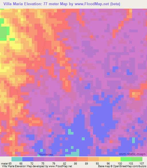 Villa Maria,Colombia Elevation Map