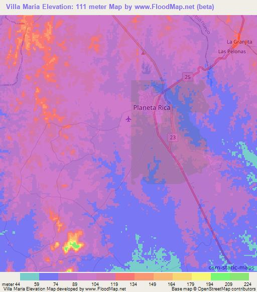 Villa Maria,Colombia Elevation Map