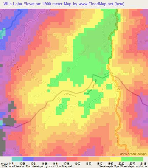 Villa Loba,Colombia Elevation Map