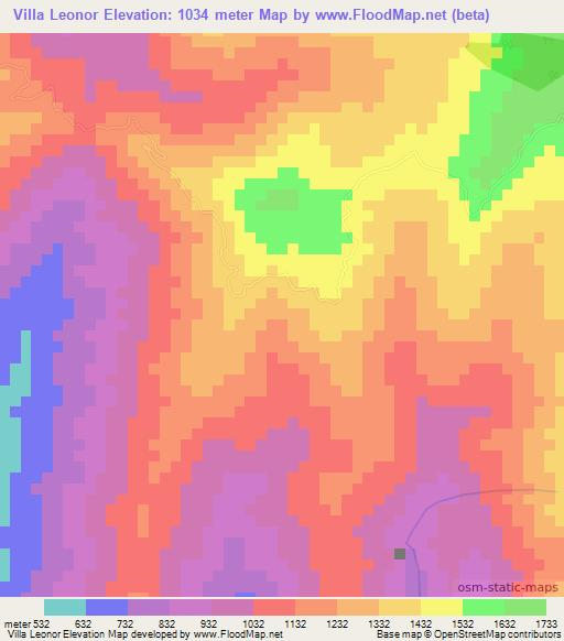 Villa Leonor,Colombia Elevation Map