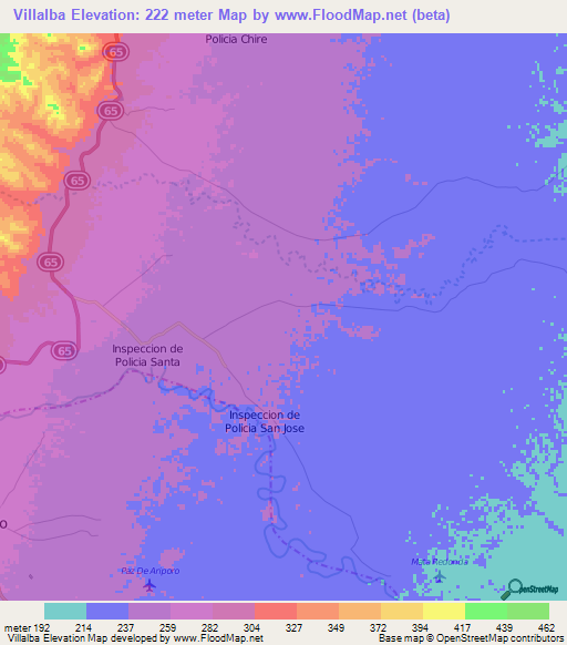 Villalba,Colombia Elevation Map